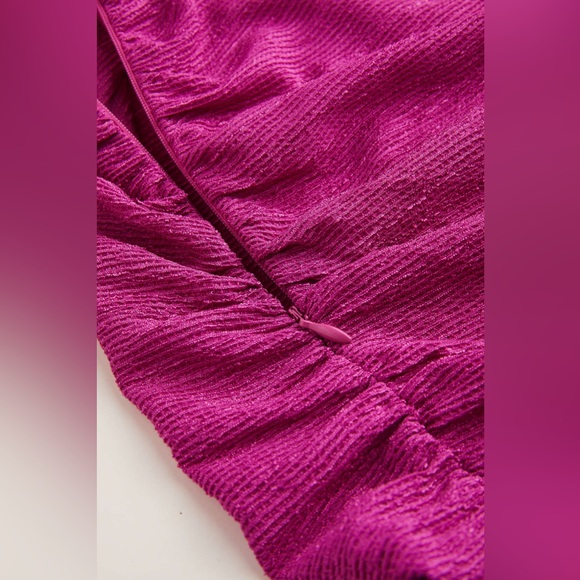 NWT Cider Fushcia Collar Ruched Mini Shirt Dress Curve & Plus - Picture 6 of 7